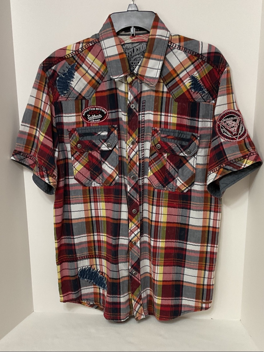 AFFLICTION BLACK PREMIUM S/S SLIM FIT SHIRT - SZ XL